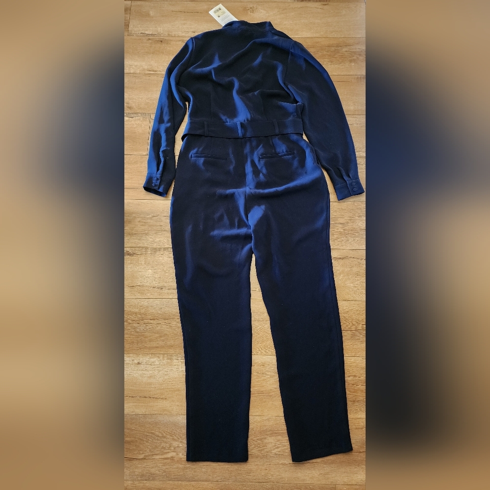 NWT Sezane Heaven Marine Jumpsuit Wrap Front Belted US 10 UK 14 Lightweight - Picture 13 of 14